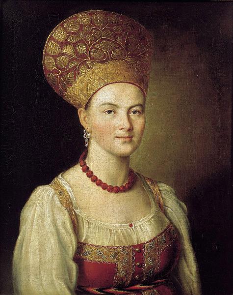 unknow artist Portrait of an Unknown Woman in Russian Costume oil painting picture